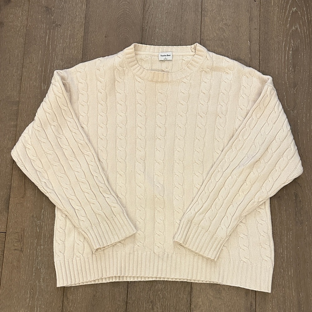 Sunday Best Cream Cable Knit Sweater